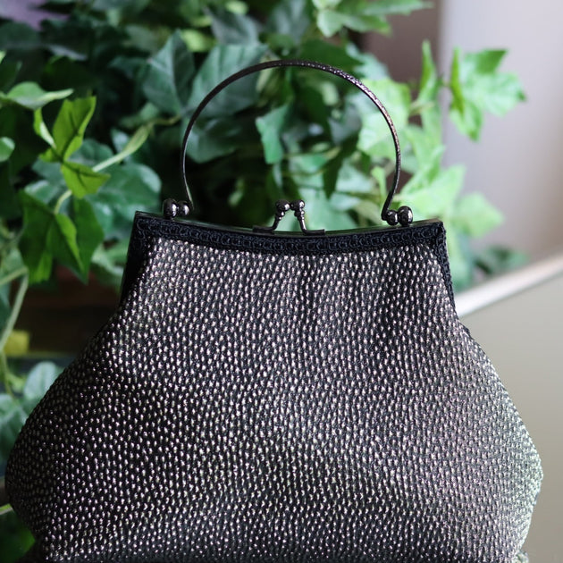 Silver and Gold Metallic Black Suede Handbag Portage Embellished Handbags