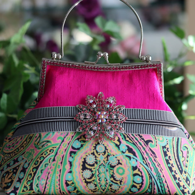 Pink, Green, and Black Handbag