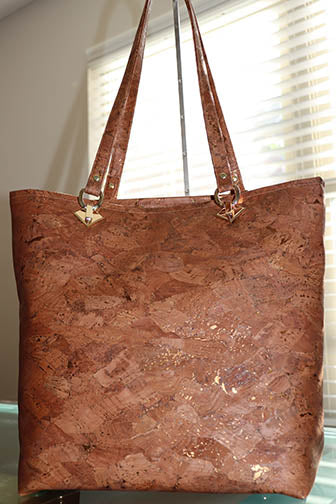 Bronze Cork Tote Lock Front Pocket