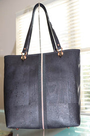 Black Cork Tote with Rose Gold