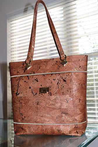 Bronze Cork Tote Lock Front Pocket