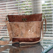 Bronze and Natural Cork Tote Crossbody Bag