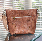 Bronze and Natural Cork Tote Crossbody Bag