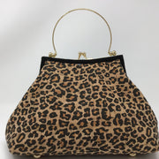 Leopard Print and Black Cork Handbag